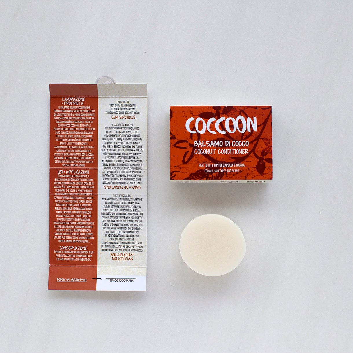 Confezione aperta di balsamo solido Coccoon 